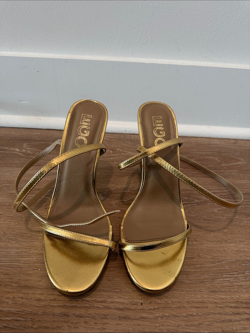 EGO Metallic Gold Strappy Heel Sandals